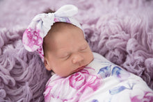 Load image into Gallery viewer, Jersey Wrap & Topknot Set <br> Lilac Skies