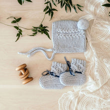 Load image into Gallery viewer, Merino Wool Bonnet & Booties Set <br> Blue