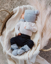 Load image into Gallery viewer, Merino Wool Bonnet & Booties Set <br> Blue