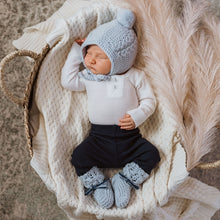 Load image into Gallery viewer, Merino Wool Bonnet & Booties Set <br> Blue