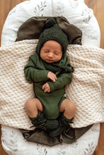 Load image into Gallery viewer, Merino Wool Bonnet & Booties Set <br> Olive