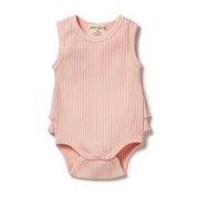 Load image into Gallery viewer, Organic Rib Ruffle Bodysuit <br> Blush