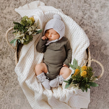 Load image into Gallery viewer, Merino Wool Bonnet & Booties Set <br> Grey