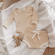 Load image into Gallery viewer, Ribbed Long Sleeve Onesie <br> Beige