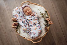 Load image into Gallery viewer, Jersey Wrap & Beanie Set <br> Sunset Rainbow