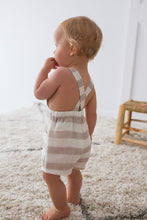 Load image into Gallery viewer, Oat Stripe Linen Dungarees