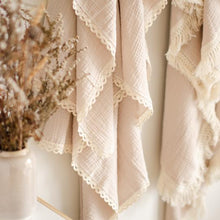 Load image into Gallery viewer, Luxury Swaddle Blanket <br> Oatmeal with Lace