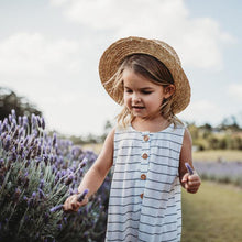 Load image into Gallery viewer, Bamboo Luxe Linen Jersey Romper <br> Black Stripe