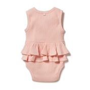 Load image into Gallery viewer, Organic Rib Ruffle Bodysuit <br> Blush