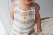 Load image into Gallery viewer, Oat Stripe Linen Dungarees
