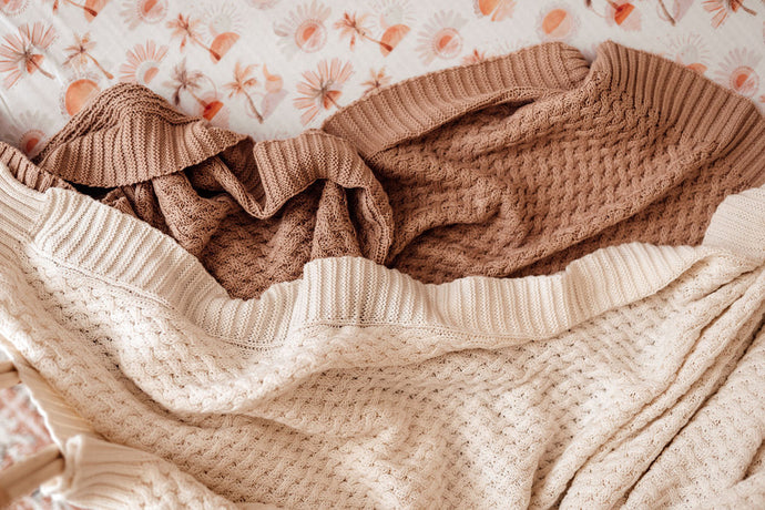 Diamond Knit Baby Blanket <br> Hazelnut