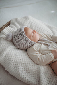 Merino Wool Bonnet & Booties Set <br> Grey