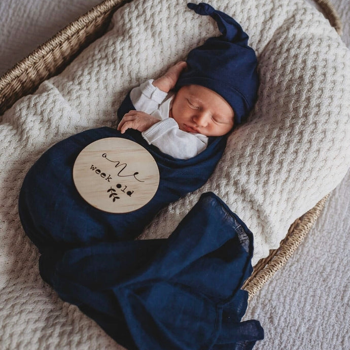 Organic Muslin Wrap <br> Navy