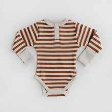 Load image into Gallery viewer, Long Sleeve Bodysuit &lt;br&gt; Biscuit Stripe
