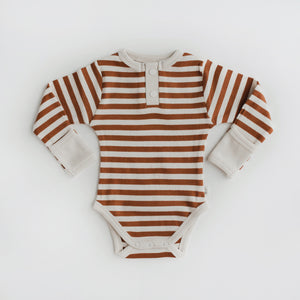 Long Sleeve Bodysuit <br> Biscuit Stripe