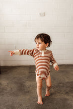 Load image into Gallery viewer, Long Sleeve Bodysuit &lt;br&gt; Biscuit Stripe
