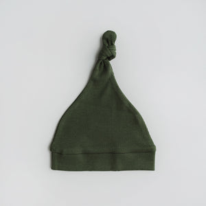 Ribbed Knotted Beanie <br> Olive
