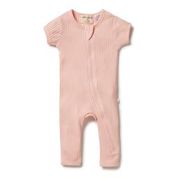 Organic Rib Zipsuit <br> Blush