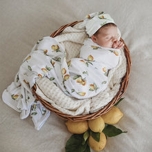 Load image into Gallery viewer, Baby Jersey Wrap &amp; Beanie Set &lt;br&gt; Lemon
