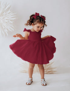 Alaia Linen Dress- Cherry Red