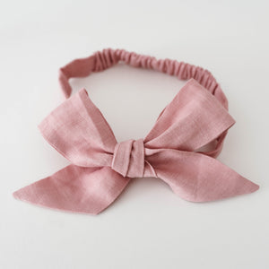 Linen Pre-Tied Headband <Br> Dusty Pink