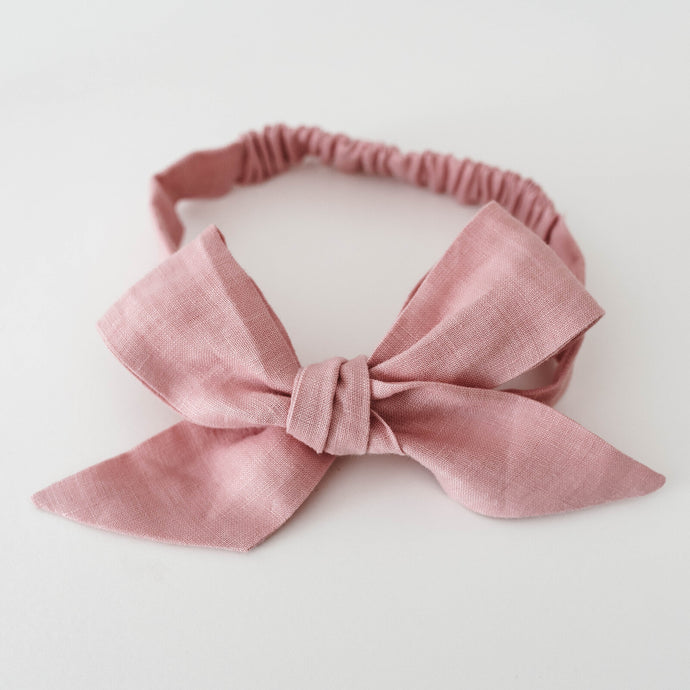 Linen Pre-Tied Headband <Br> Dusty Pink