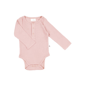 Henley Ribbed Bodysuit <br> Dusty Pink