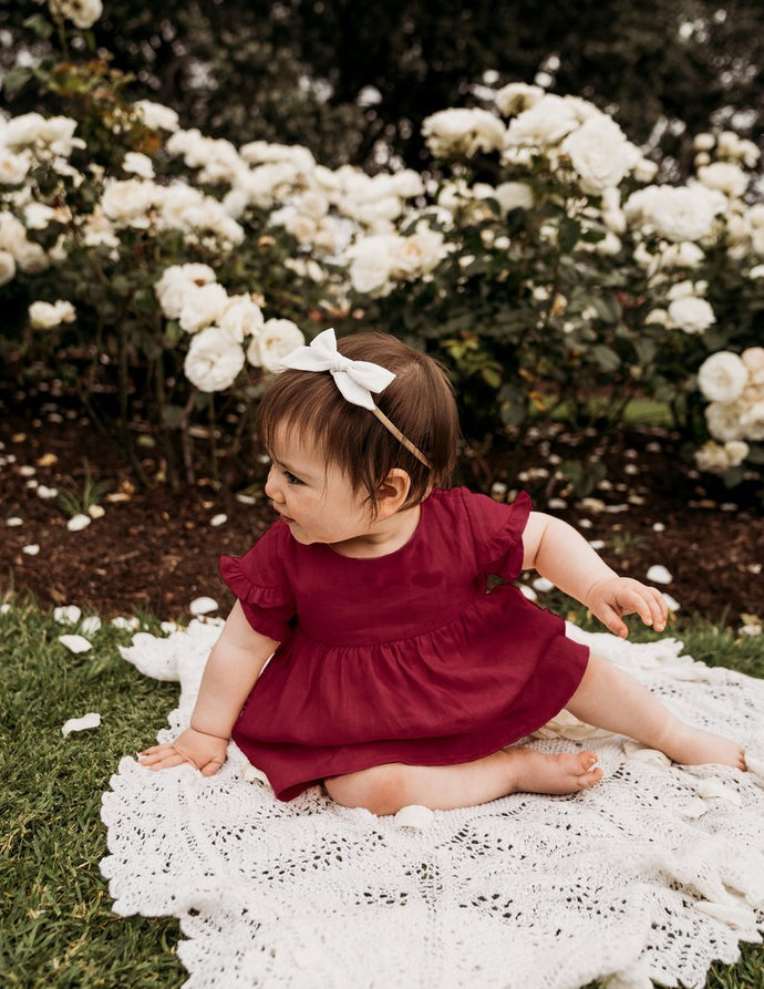 Ella Linen Dress- Cherry Red