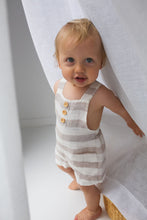 Load image into Gallery viewer, Oat Stripe Linen Dungarees
