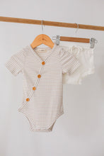 Load image into Gallery viewer, Short Sleeve Bodysuit &lt;br&gt; Fawn Stripe
