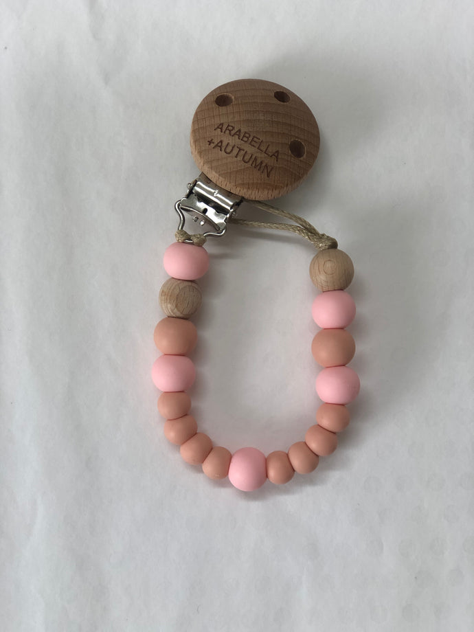 Silicone Beaded Dummy Clip <br> Peachy Pink
