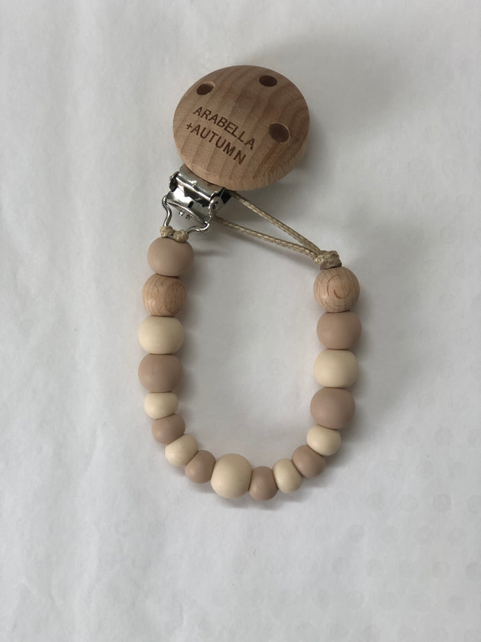 Silicone Beaded Dummy Clip <br> Natural