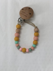 Silicone Beaded Dummy Clip <br> Pastel Rainbow