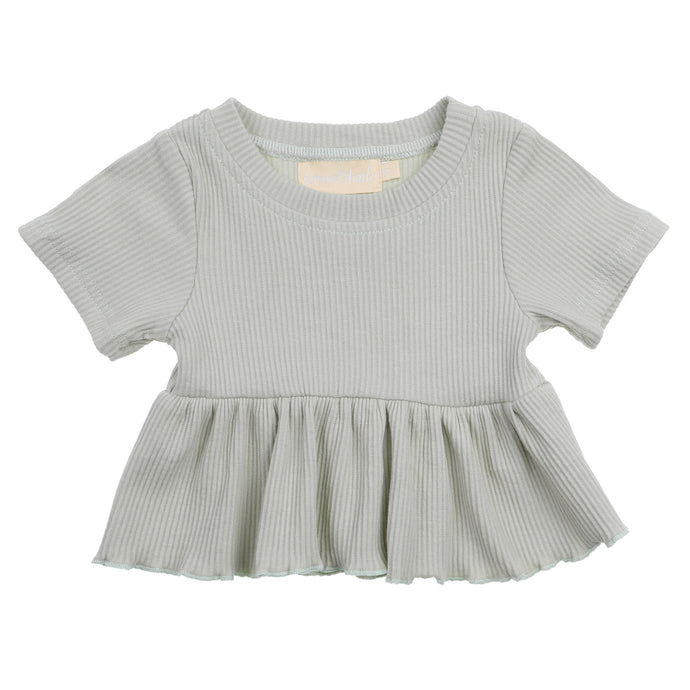 Ribbed Peplum Top <br> Fern