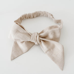 Linen Pre-Tied Headband <br> Natural