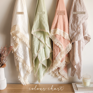Luxury Swaddle Blanket <br> Oatmeal with Lace