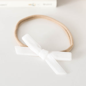 Velvet Petite Bow <br> White