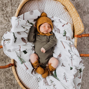 Merino Wool Bonnet & Booties Set <br> Bronze