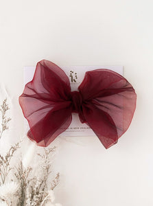 Mia Vintage Jumbo Organza Bow - Storybook Red - Hair Clip